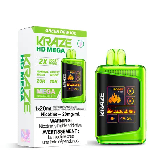 Disposable Vape Flavour: Green Dew Ice KRAZE HD mega | Supa Vapes - Hawkesbury, Ottawa & Ontario Vape Shop