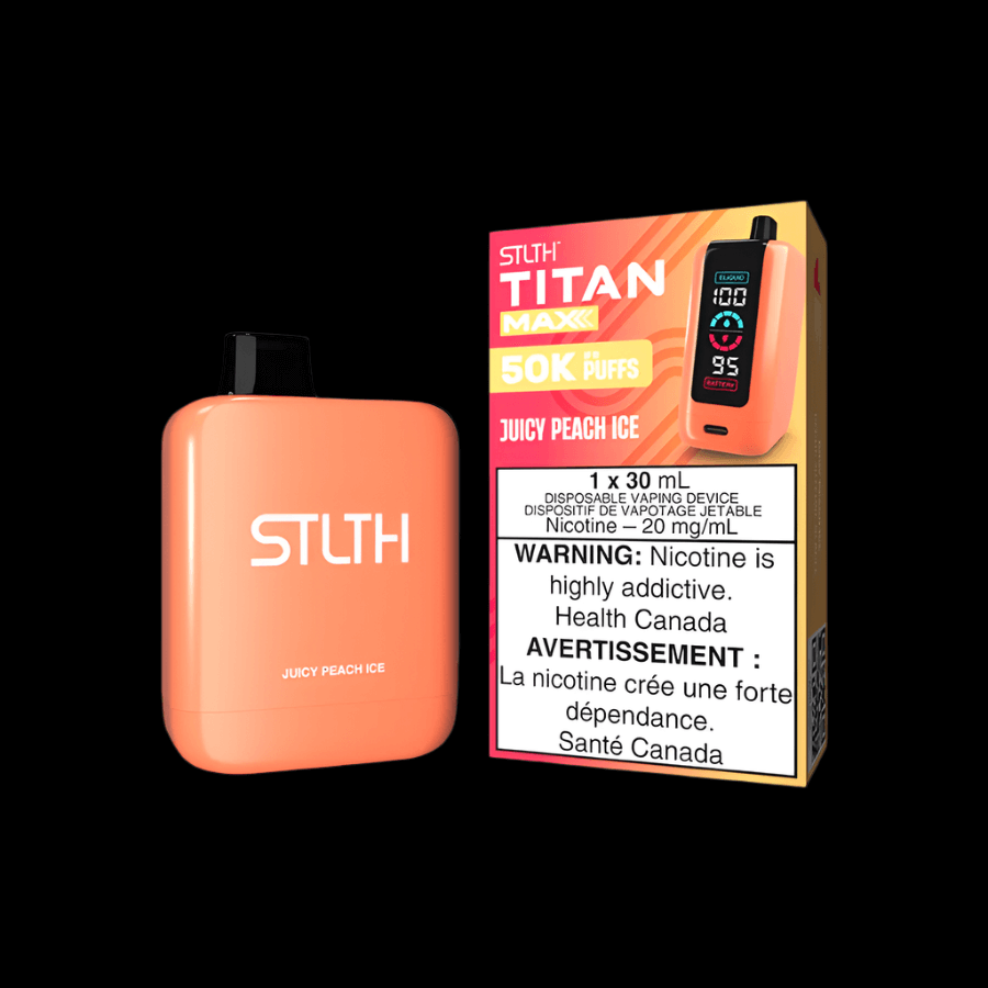 STLTH Titan MAX 50K disposable vape - Juicy Peach Ice - long-lasting and flavorful available in Hawkesbury, Ottawa, and across Ontario.