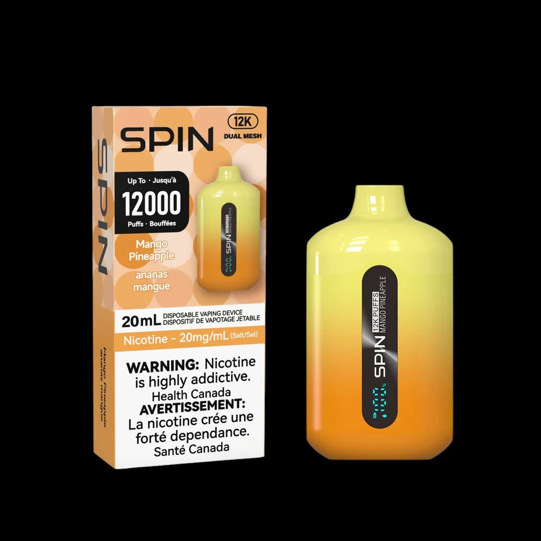 SPIN 12000 Peach Ice - a balanced blast of vape satisfaction, available in Hawkesbury, Ottawa, and across Ontario.