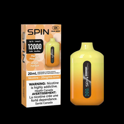 SPIN 12000 Peach Ice - a balanced blast of vape satisfaction, available in Hawkesbury, Ottawa, and across Ontario.