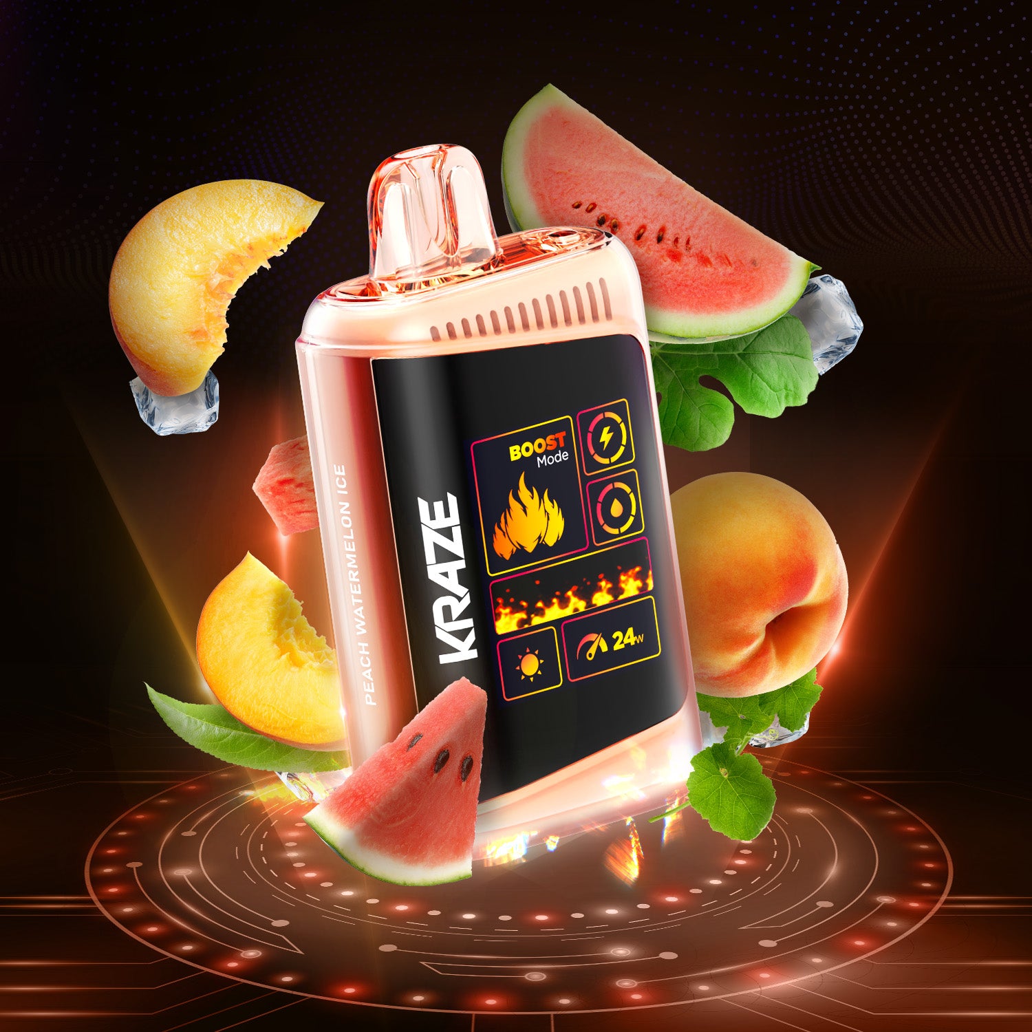 Disposable Vape Flavour: Peach Watermelon Ice KRAZE HD mega | Supa Vapes - Hawkesbury, Ottawa & Ontario Vape Shop