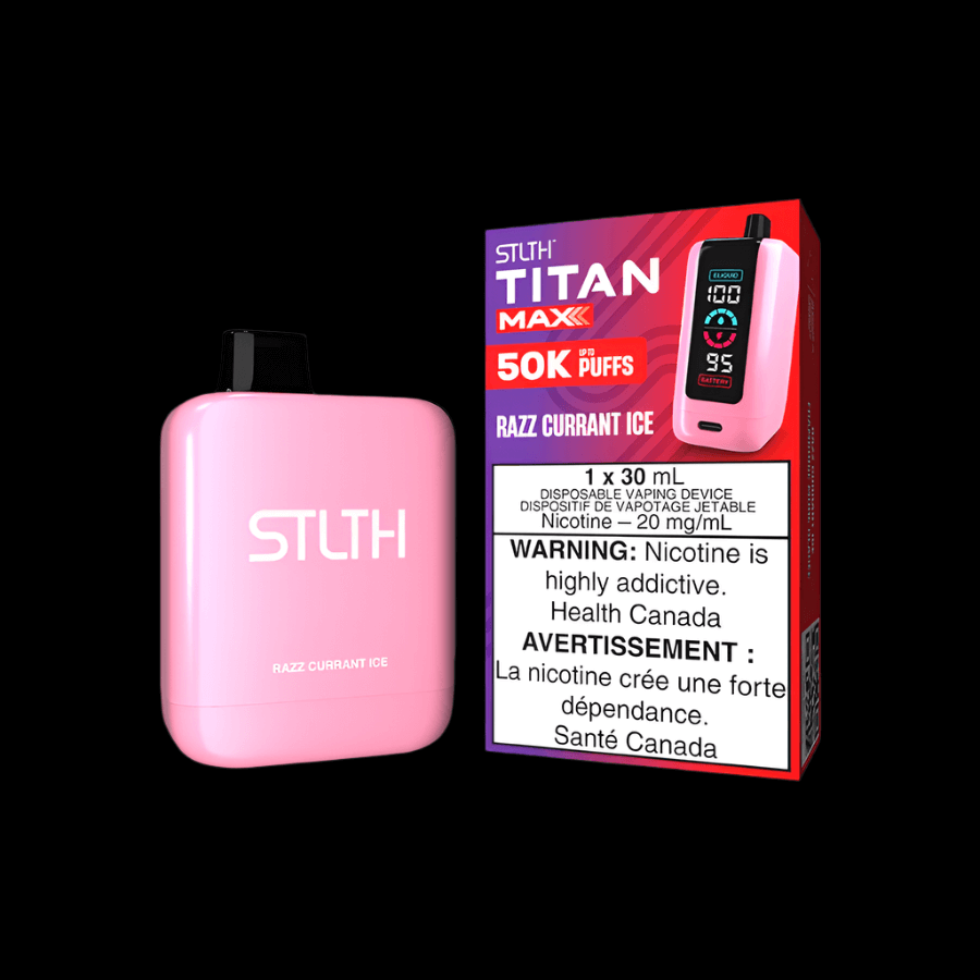 STLTH Titan MAX 50K disposable vape - Razz Currant Ice - long-lasting and flavorful available in Hawkesbury, Ottawa, and across Ontario.