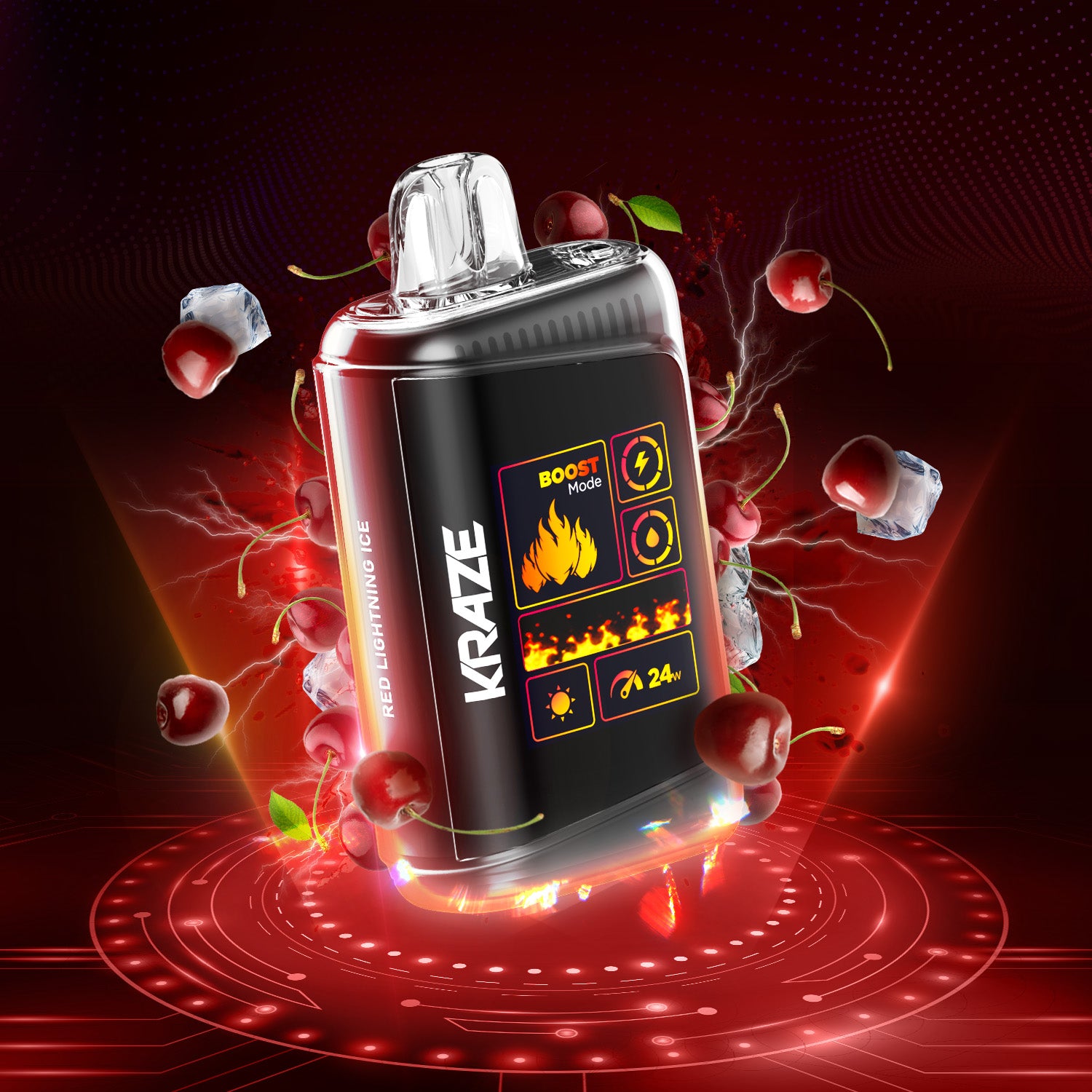 Disposable Vape Flavour: Red Lightning Ice KRAZE HD mega | Supa Vapes - Hawkesbury, Ottawa & Ontario Vape Shop