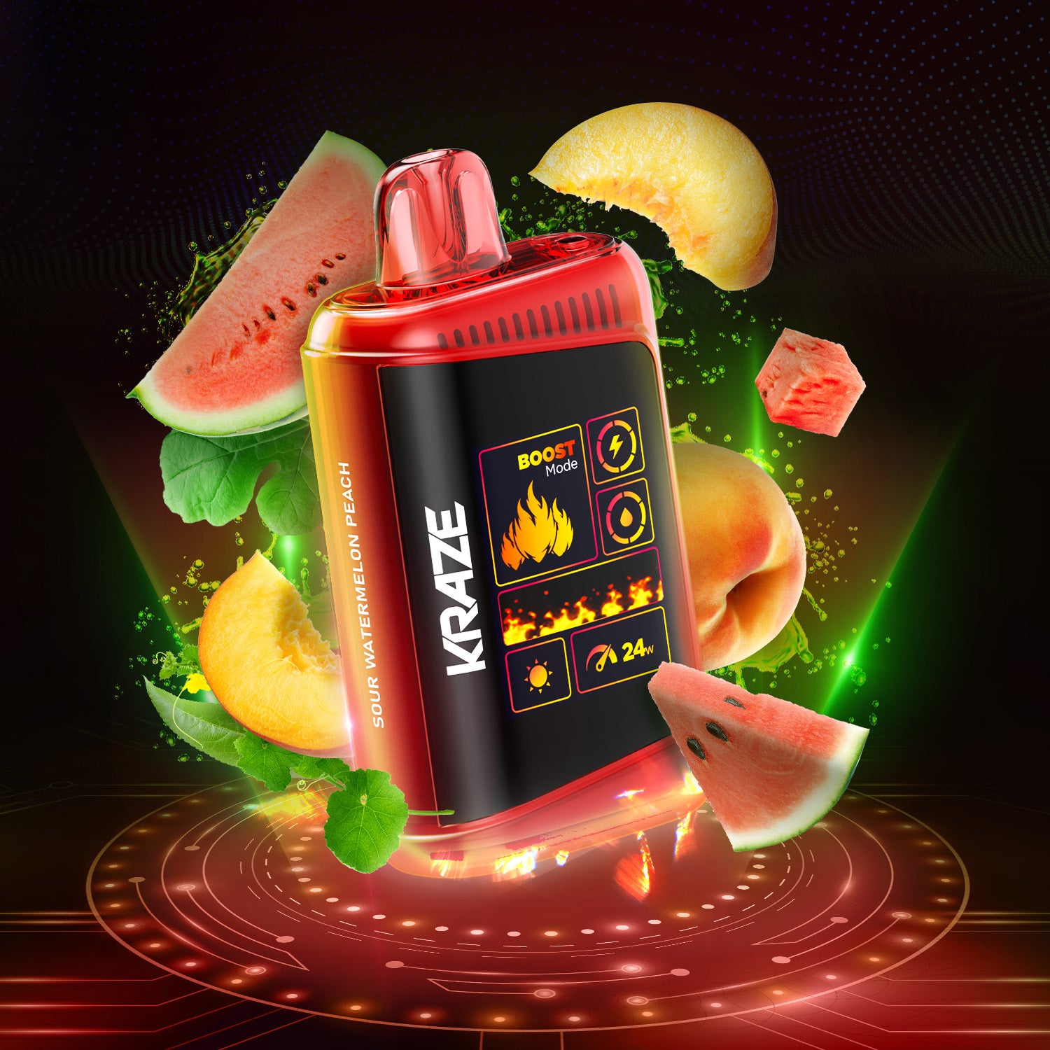 Disposable Vape Flavour: Sour Watermelon Peach KRAZE HD mega | Supa Vapes - Hawkesbury, Ottawa & Ontario Vape Shop