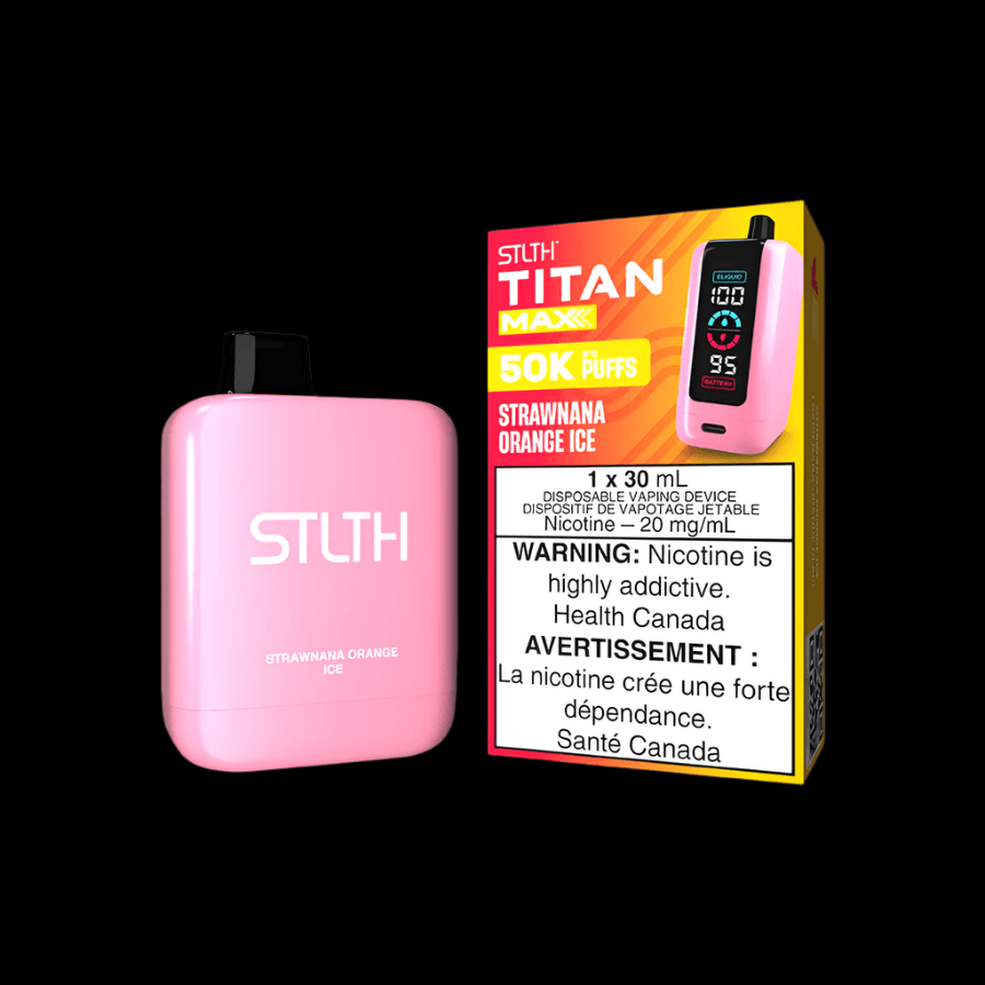 STLTH Titan MAX 50K disposable vape - Strawnana Orange Ice - long-lasting and flavorful available in Hawkesbury, Ottawa, and across Ontario.