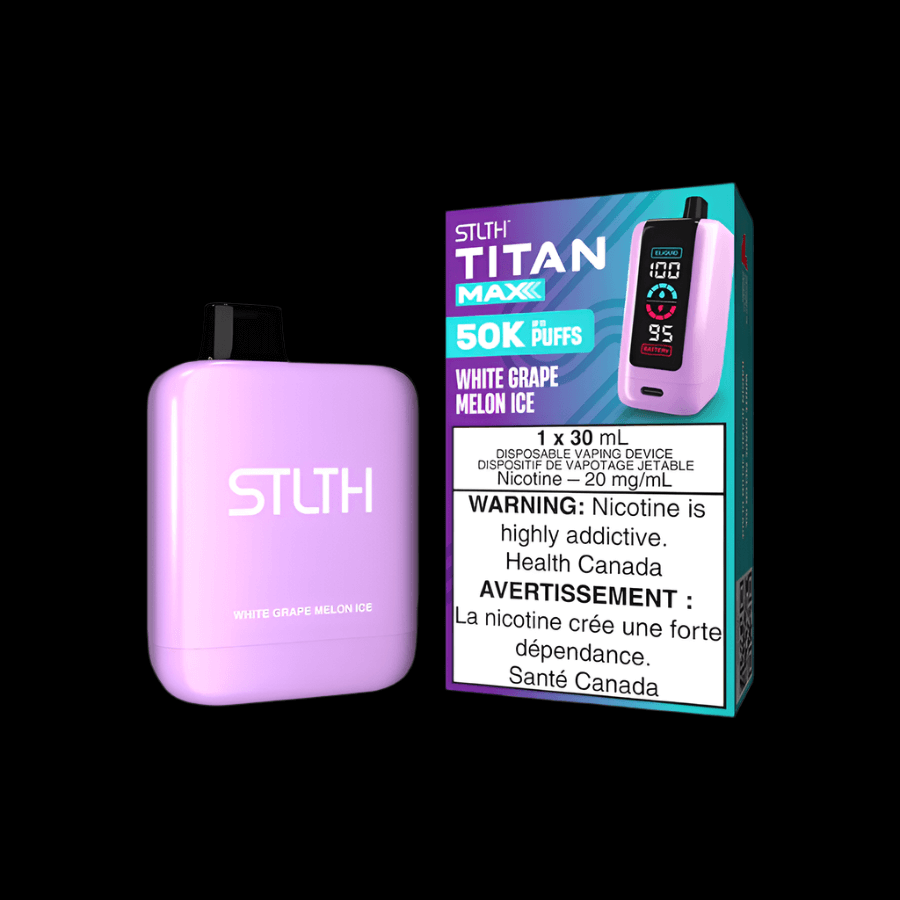 STLTH Titan MAX 50K disposable vape - White Grape Melon Ice - long-lasting and flavorful available in Hawkesbury, Ottawa, and across Ontario.