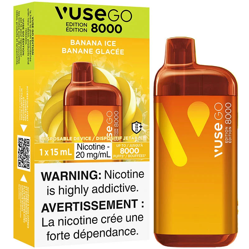 VUSE Go 8000, Blue Raspberry flavour, smooth and satisfying vape with advanced ceramic heating technology, ideal for Ontario and Quebec vapers.