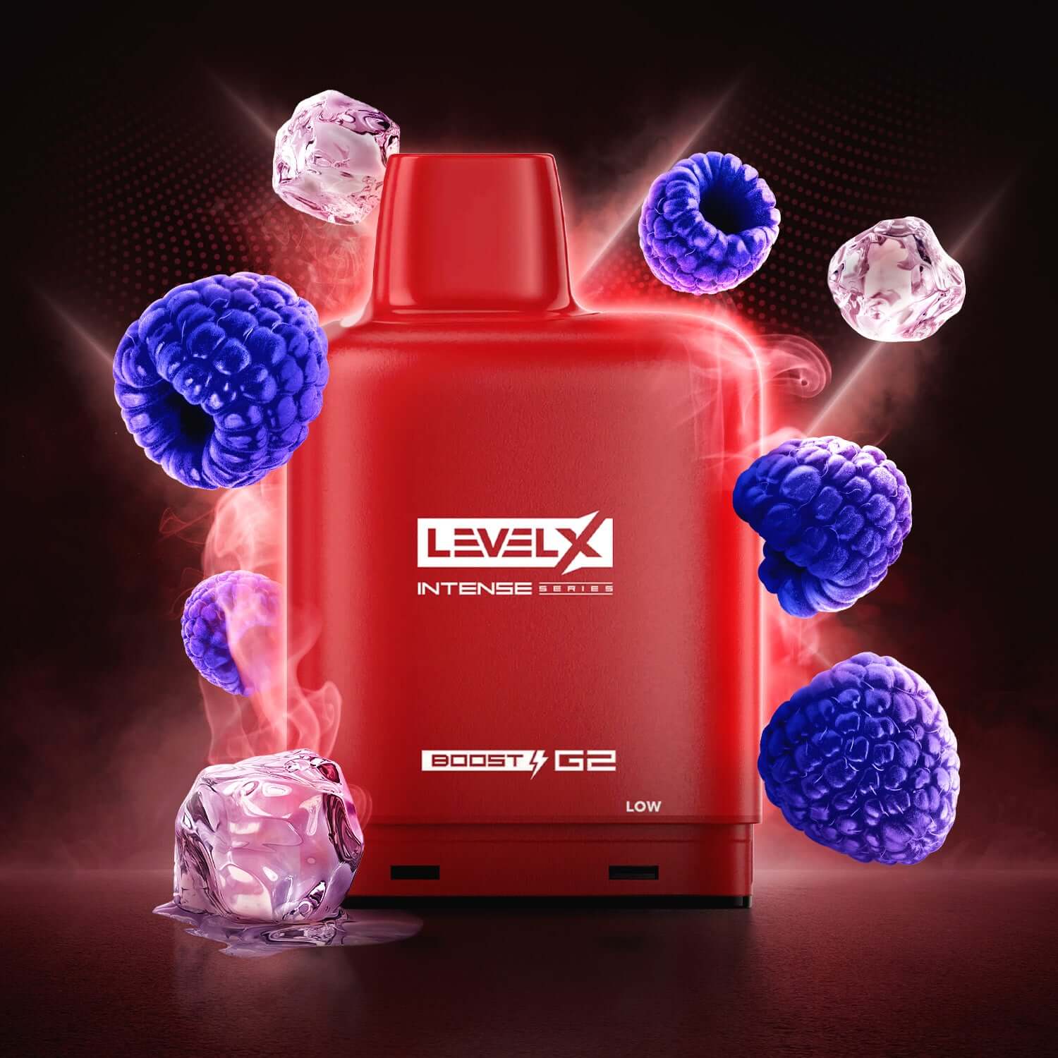 Flavour Beast Level X Intense Boost, Fruity Explosion flavour, intense Boost mode for double flavour and enhanced vaping experience, designed for Ontario and Quebec vapers.