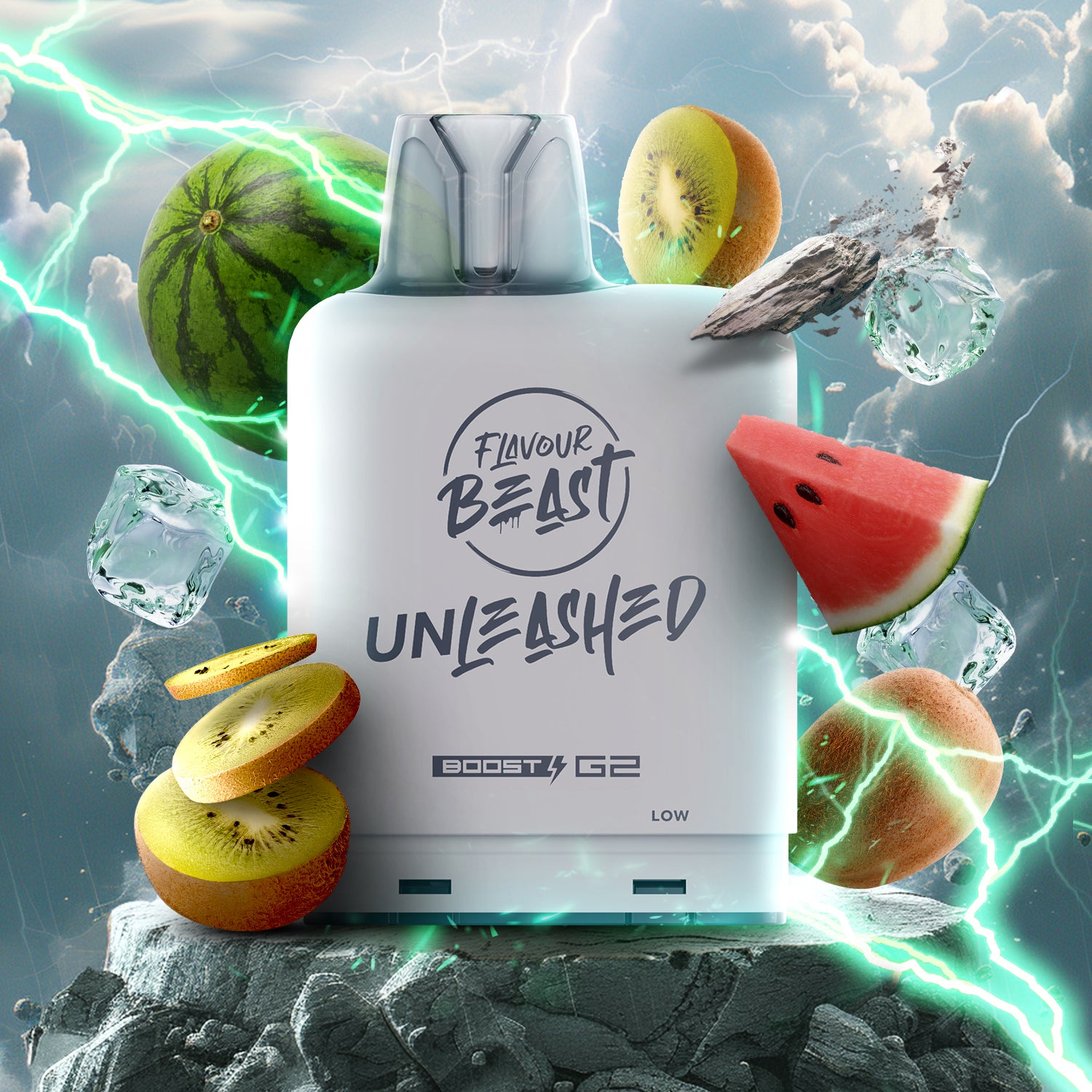 Flavour Beast level X unleashed boost Epic Watermelon Kiwi - high-capacity Level X Unleashed Boost vape with epic flavour blends, available in Hawkesbury, Ottawa, and across Ontario.
