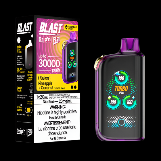 DRIP'N vape fasta blast 30K Strawberry Kiwi Banana Ice – premium disposable vape pod with icy ejuice flavor, popular in Hawkesbury, Ottawa, and across Ontario.