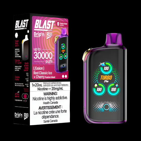 DRIP'N vape fasta blast 30K (Sour) Blue Razz Ice – premium disposable vape pod with icy ejuice flavor, popular in Hawkesbury, Ottawa, and across Ontario.