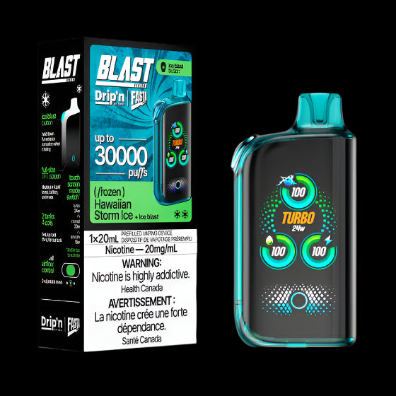 DRIP'N vape fasta blast 30K (Sour) Double Mango Ice – premium disposable vape pod with icy ejuice flavor, popular in Hawkesbury, Ottawa, and across Ontario.
