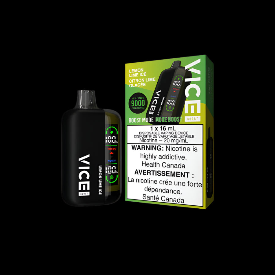 Disposable Vape Flavours: Lemon Lime Ice VICE boost | Supa Vapes - Hawkesbury, Ottawa & Ontario Vape Shop