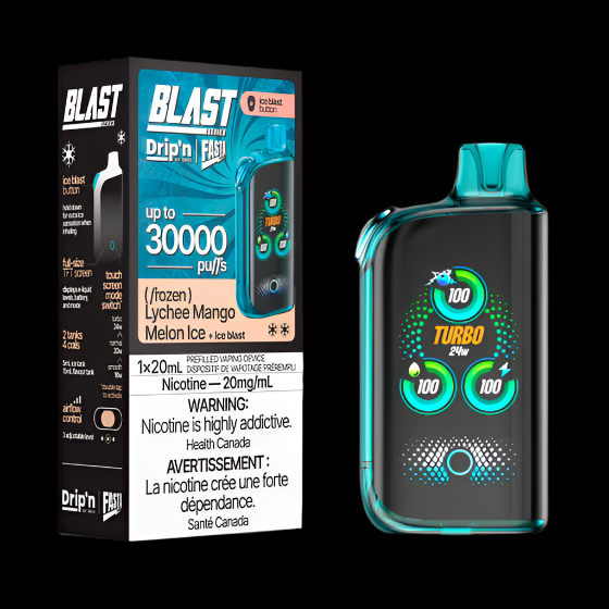 DRIP'N vape fasta blast 30K Mint Ice – premium disposable vape pod with icy ejuice flavor, popular in Hawkesbury, Ottawa, and across Ontario.