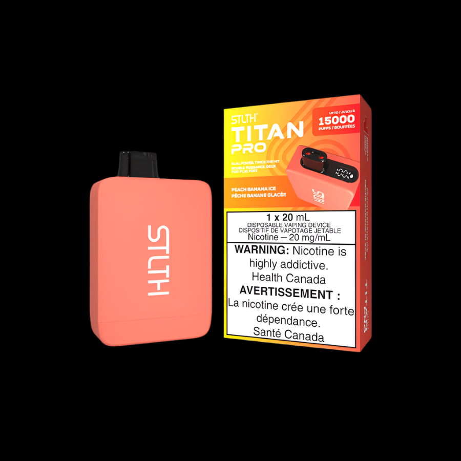 STLTH titan pro Peach Banana Ice - premium vape ejuice with bold flavour profiles, available in Hawkesbury, Ottawa, and across Ontario.