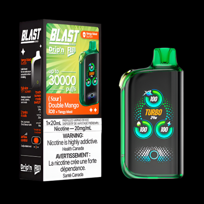DRIP'N vape fasta blast 30K Lychee Mango Melon Ice – premium disposable vape pod with icy ejuice flavor, popular in Hawkesbury, Ottawa, and across Ontario.
