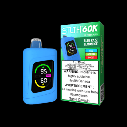 STLTH 60K Blue Razz Lemon Ice - flavor-packed disposable vape available in Hawkesbury, Ottawa, and across Ontario.