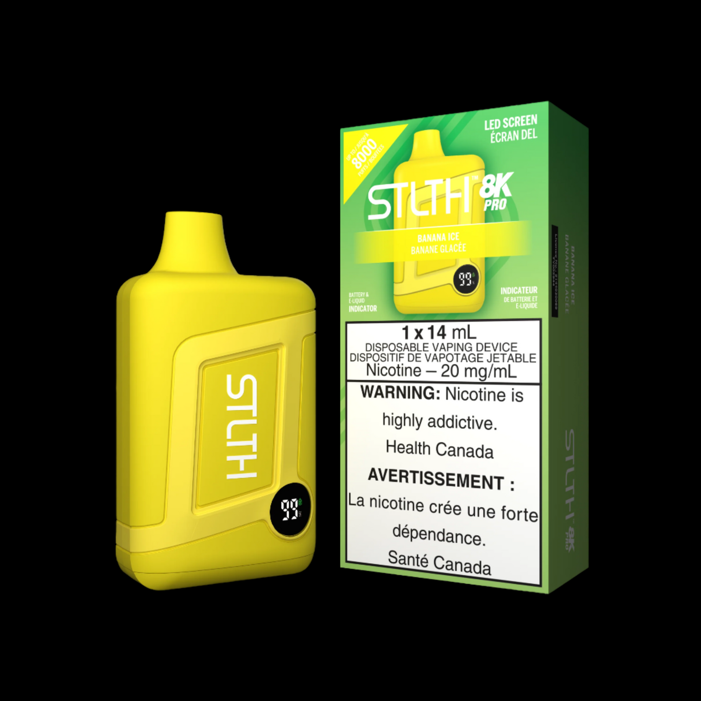 Disposable Vape STLTH 8K Pro: Banana Ice Nicotine Strength: 20mg STLTH 8K PRO | Supa Vapes - Hawkesbury, Ottawa & Ontario Vape Shop