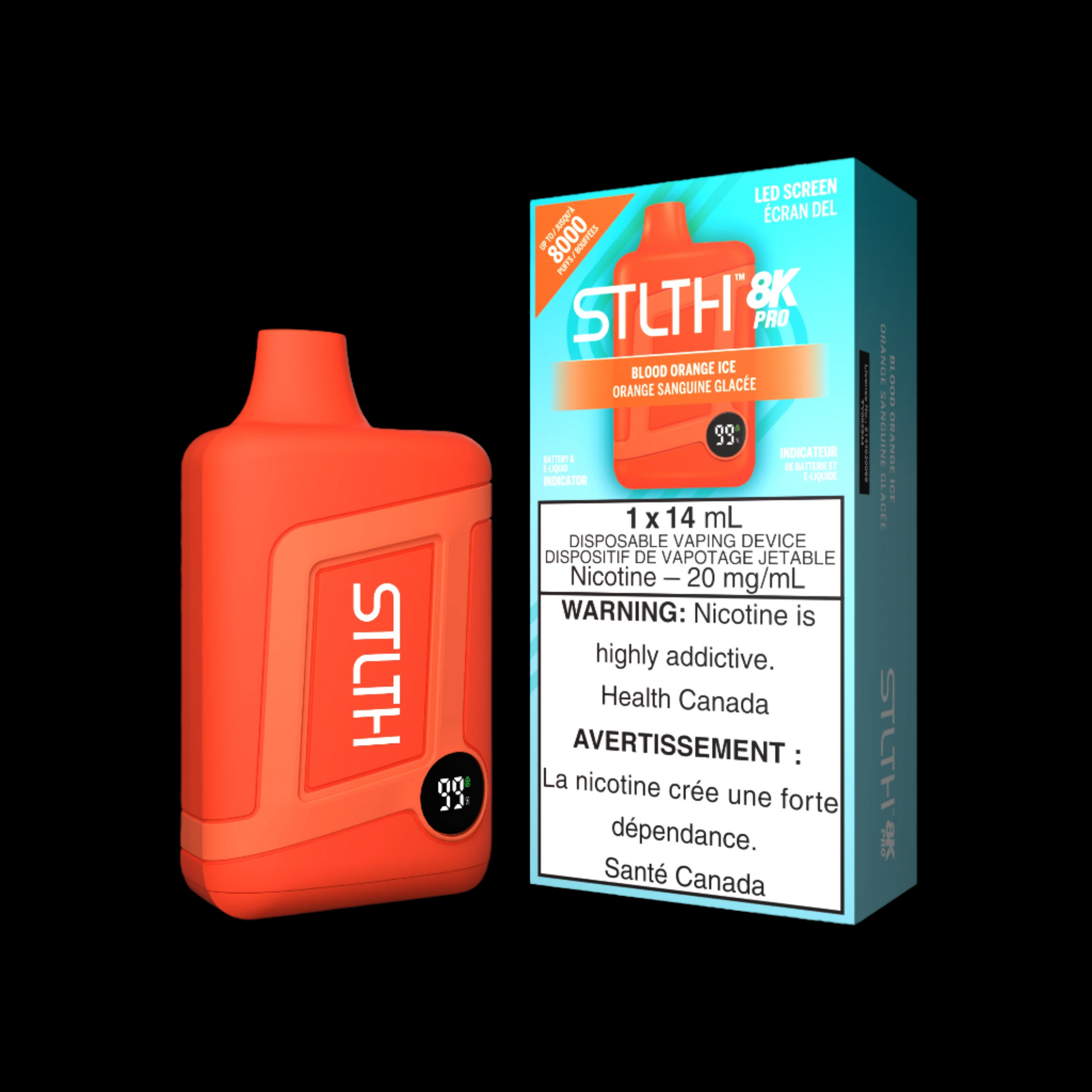 Disposable Vape STLTH 8K Pro: Blood Orange Ice Nicotine Strength: 20mg STLTH 8K PRO | Supa Vapes - Hawkesbury, Ottawa & Ontario Vape Shop
