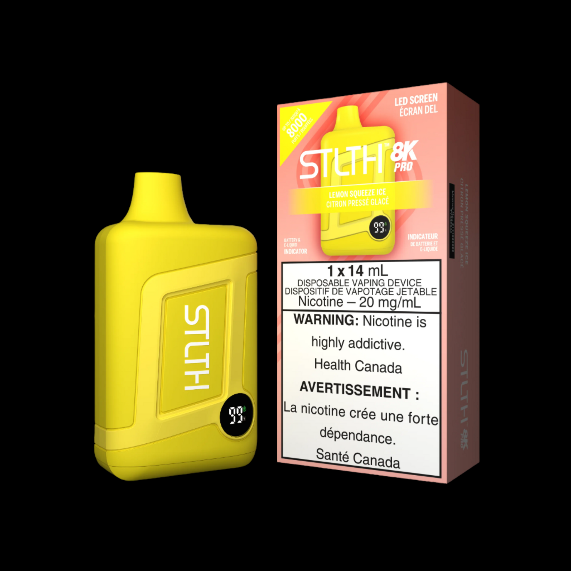 Disposable Vape STLTH 8K Pro: Lemon Squeeze Ice Nicotine Strength: 20mg STLTH 8K PRO | Supa Vapes - Hawkesbury, Ottawa & Ontario Vape Shop