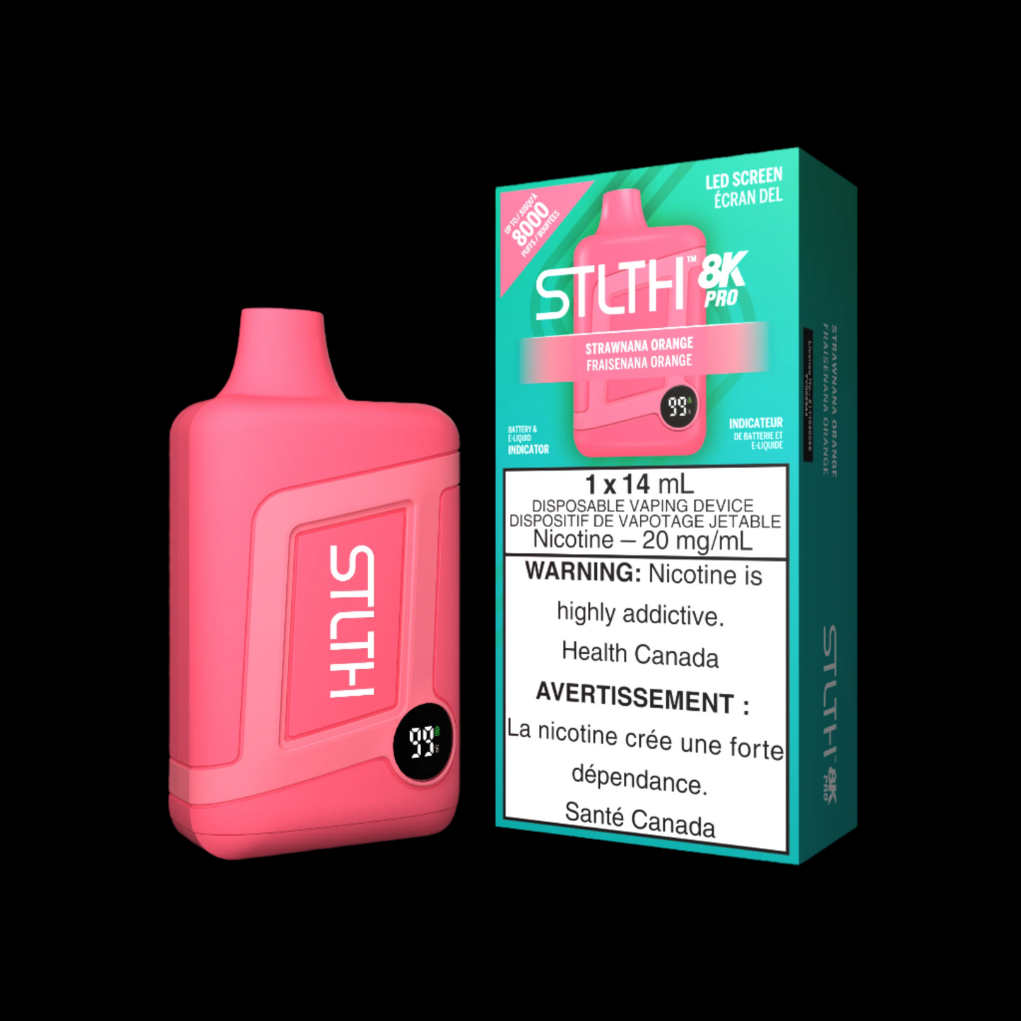Disposable Vape STLTH 8K Pro: Strawnana Orange Nicotine Strength: 20mg STLTH 8K PRO | Supa Vapes - Hawkesbury, Ottawa & Ontario Vape Shop