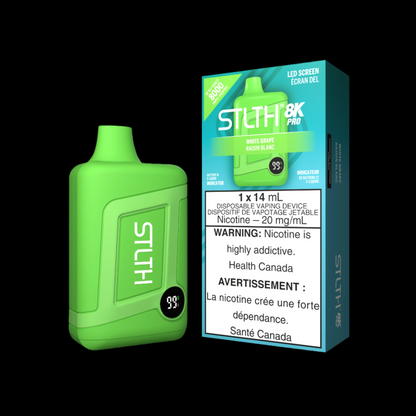 Disposable Vape STLTH 8K Pro: White Grape Nicotine Strength: 20mg STLTH 8K PRO | Supa Vapes - Hawkesbury, Ottawa & Ontario Vape Shop