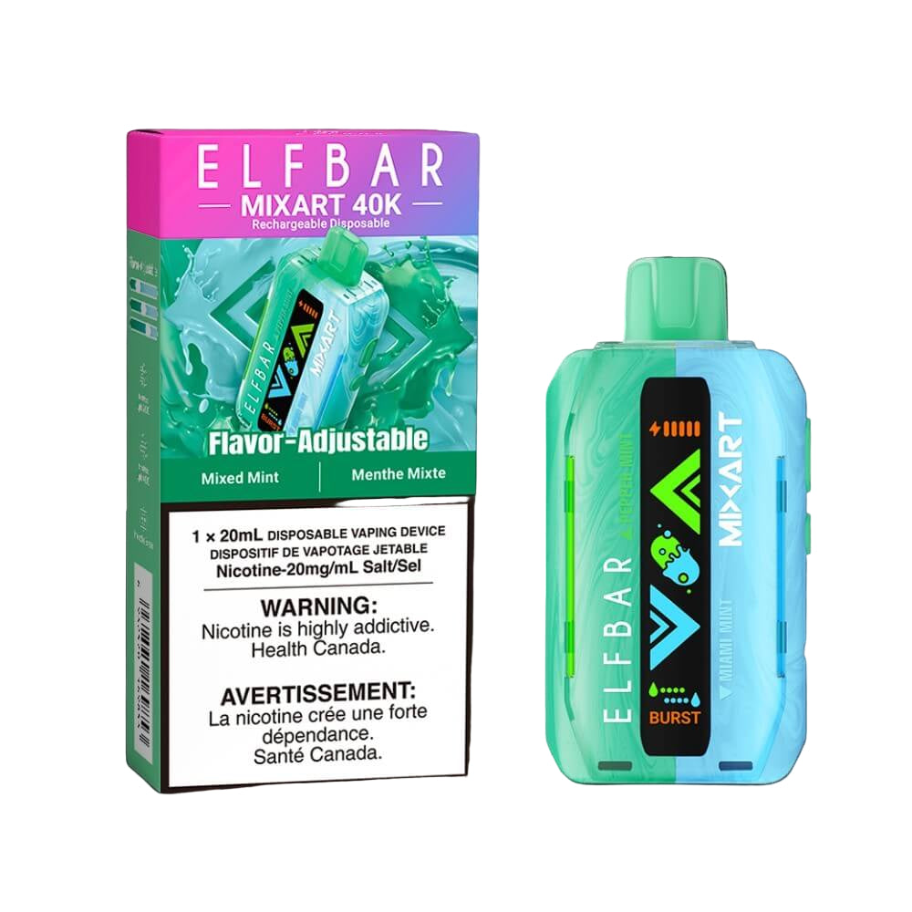 Elf Bar MixArt 40K Disposable Vape, Mixed Mint flavour with 20mg/mL nicotine strength, smooth and customizable vape experience, designed for Ontario and Quebec vapers.