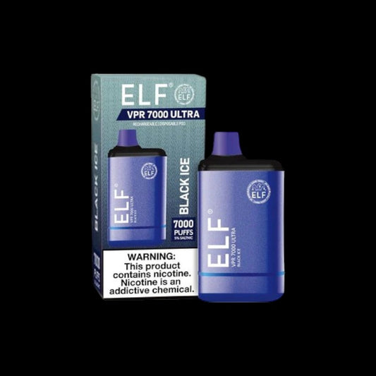 Elf VPR 7000 Ultra Disposable, Black Ice flavour, refreshing and smooth vape, long-lasting disposable satisfaction, ideal for Ontario and Quebec customers.