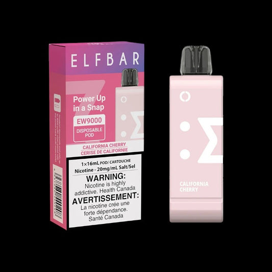 Elfbar EW9000 Pod, Cherry Strazz flavour, up to 9000 puffs, designed for smooth and intense vaping sessions, ideal for Ontario and Quebec vapers.