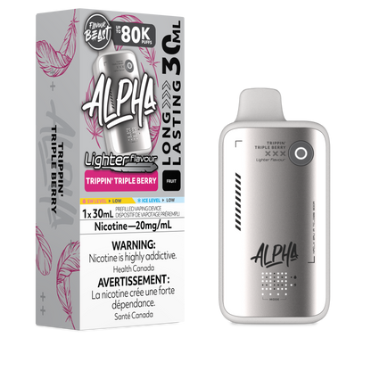 Flavour Beast Alpha LIGHT 80K disposable vape in Trippin Triple Berry flavour, 80,000 puffs, 20mg salt nicotine, available at Supa Vapes Canada.