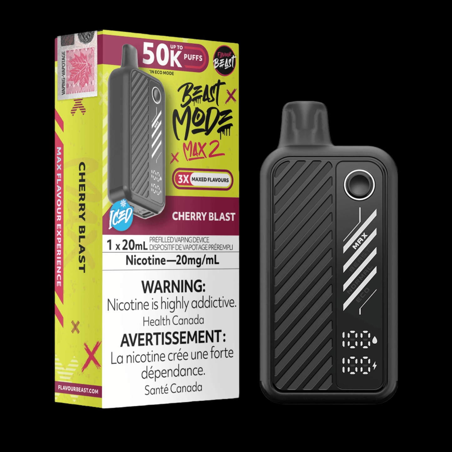 Flavour Beast - beast mode MAX 2 Cherry Blast - flavor-rich disposable vape for everyday satisfaction, available in Hawkesbury, Ottawa, and across Ontario.
