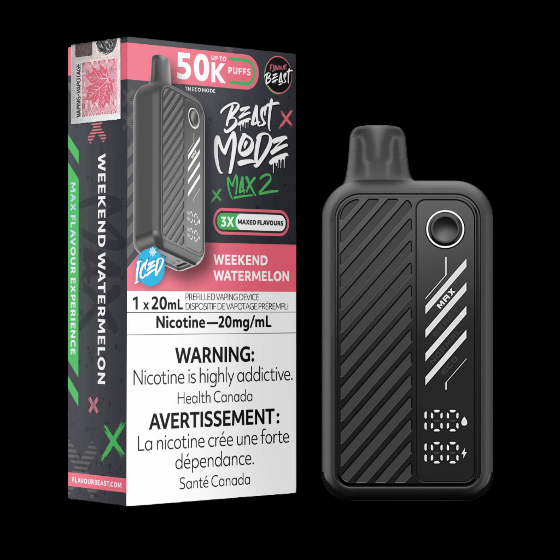 Flavour Beast - beast mode MAX 2 Pure Tobacco - flavor-rich disposable vape for everyday satisfaction, available in Hawkesbury, Ottawa, and across Ontario.