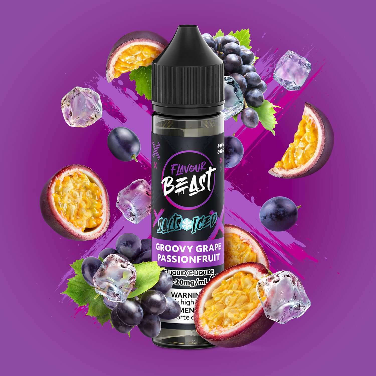 Flavour Beast e-liquid - salt iced 60ml Grapplin' Grape Sour Apple Iced - iced salt e-liquid with explosive flavor combinations, available in Hawkesbury, Ottawa, and across Ontario.
