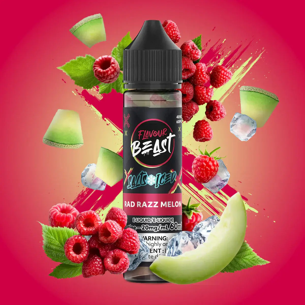 Flavour Beast e-liquid - salt iced 60ml Ragin' Razz Mango - iced salt e-liquid with explosive flavor combinations, available in Hawkesbury, Ottawa, and across Ontario.