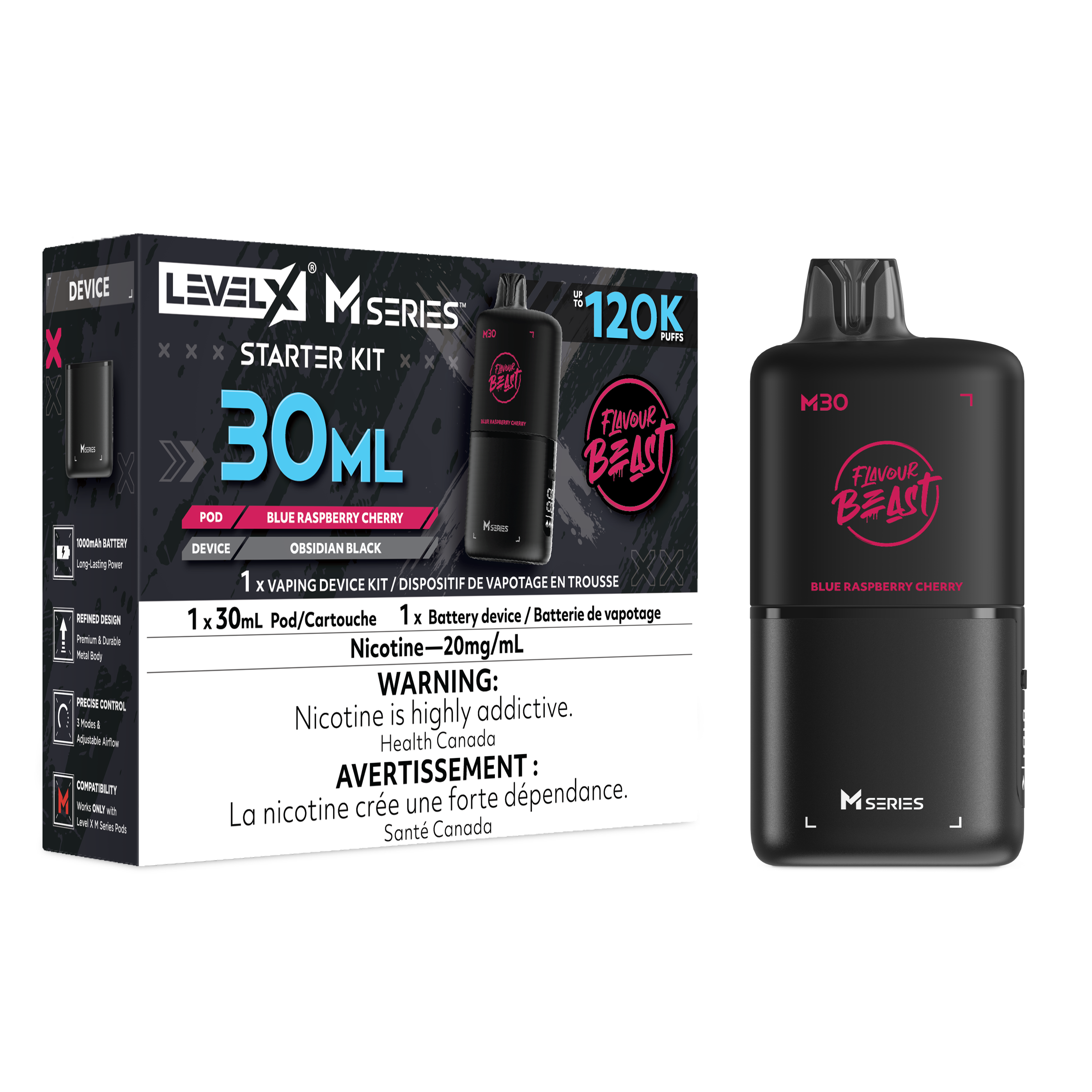 Flavour Beast Level X M Series Starter Kit 30mL Blue Raspberry Cherry - Supa Vapes