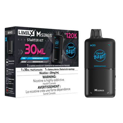Flavour Beast Level X M Series Starter Kit 30mL Bomb Blue Razz - Supa Vapes
