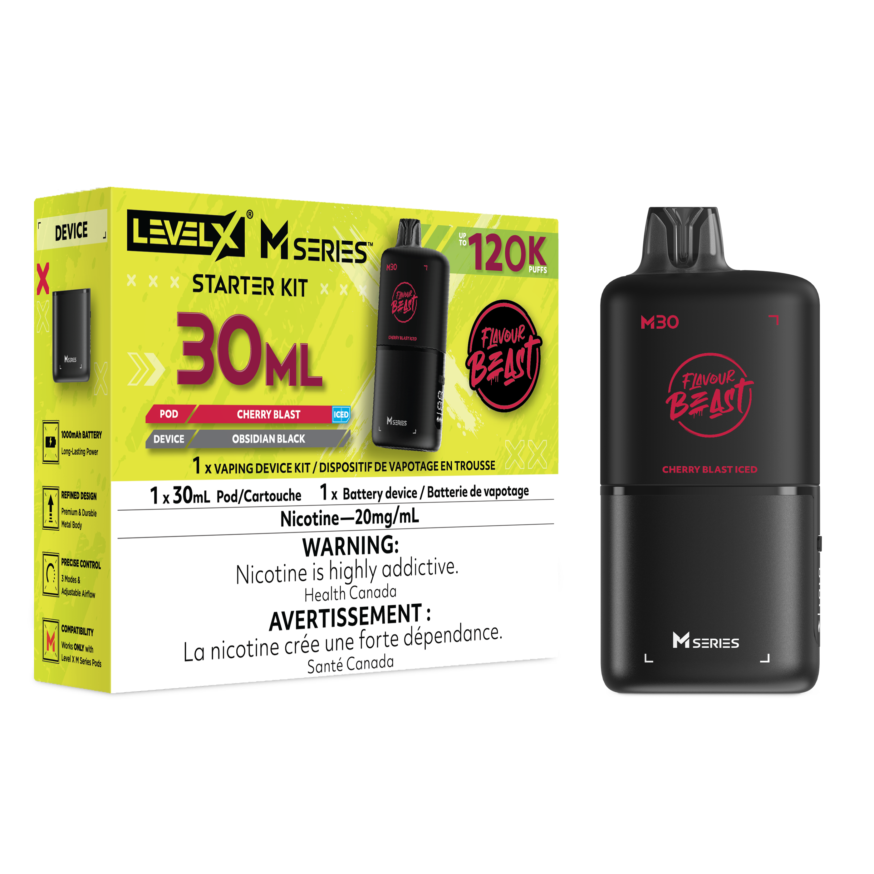 Flavour Beast Level X M Series Starter Kit 30mL Cherry Blast Iced - Supa Vapes