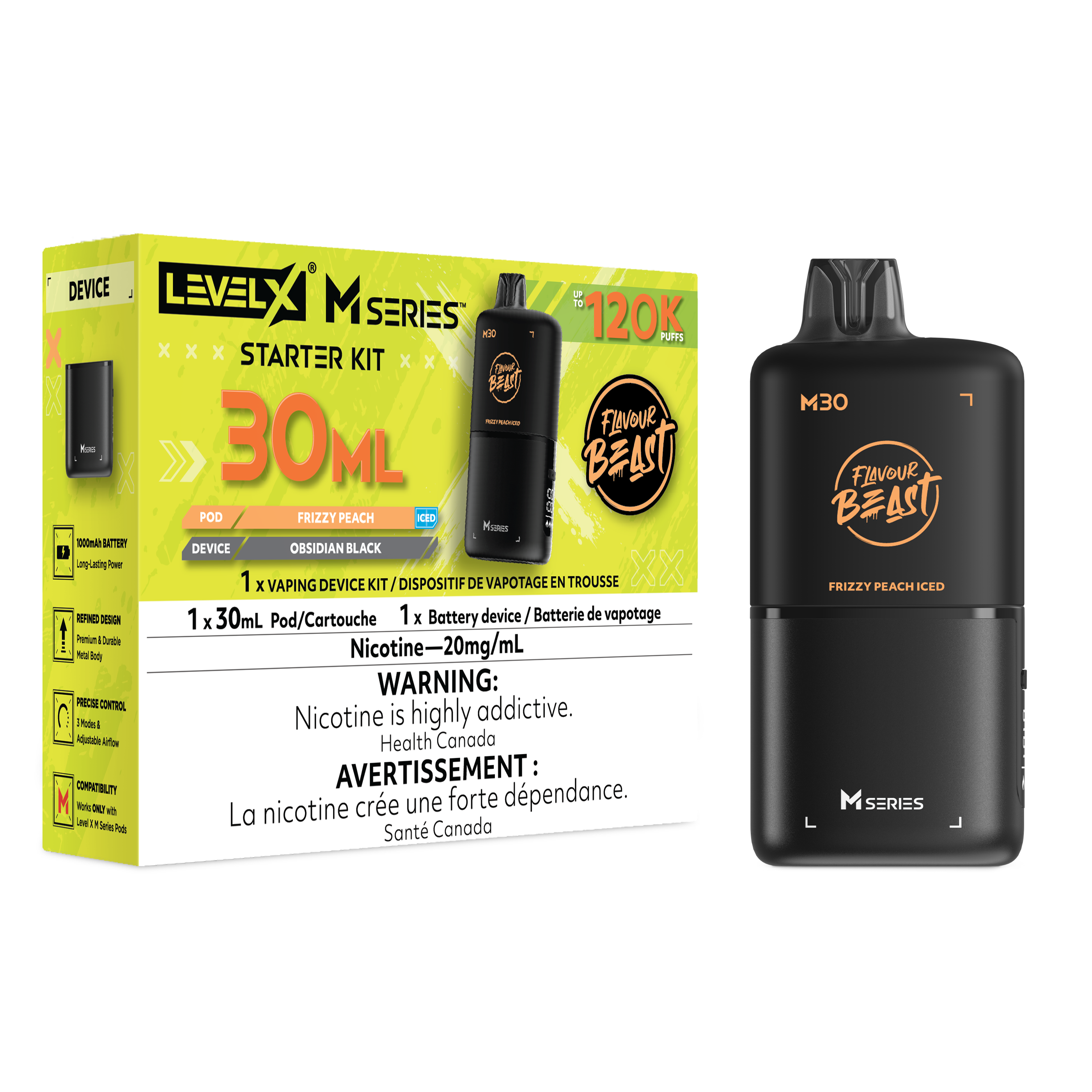Flavour Beast Level X M Series Starter Kit 30mL Frizzy Peach Iced - Supa Vapes