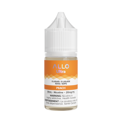 Allo Ultra Peach 30mL 20mg Salt Nic E-Liquid bottle