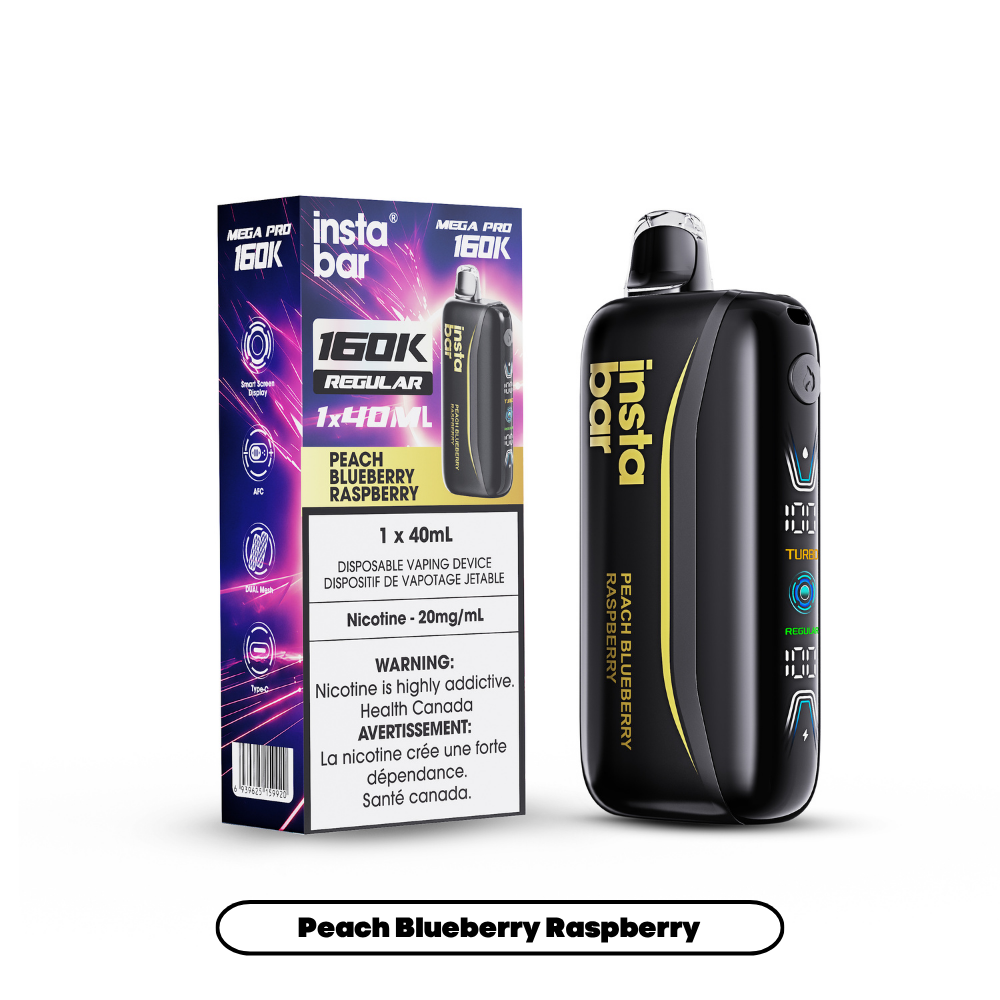 Insta Bar Mega Pro 160K Peach Blueberry Raspberry Disposable Vape - Supa Vapes
