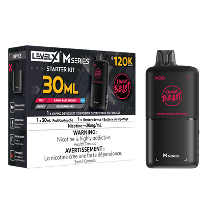 Flavour Beast Level X M Series Starter Kit 30mL Ragin' Razz Mango Iced - Supa Vapes