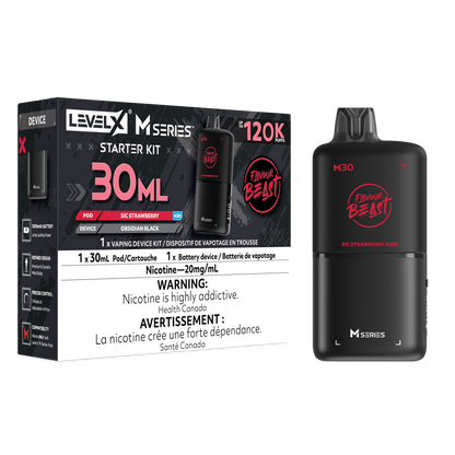 Flavour Beast Level X M Series Starter Kit 30mL Sic Strawberry Iced - Supa Vapes