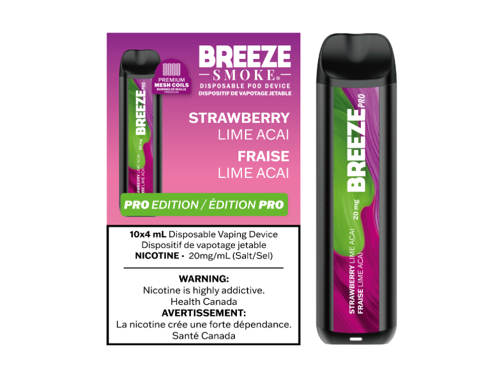 Breeze Pro 20mg Disposable Vape - Strawberry Lime Acai