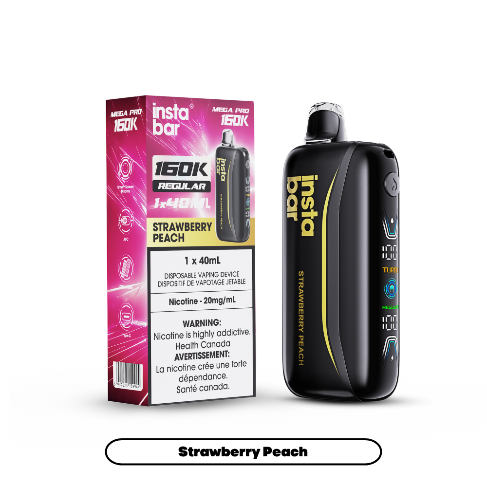 Insta Bar Mega Pro 160K Strawberry Peach Disposable Vape - Supa Vapes