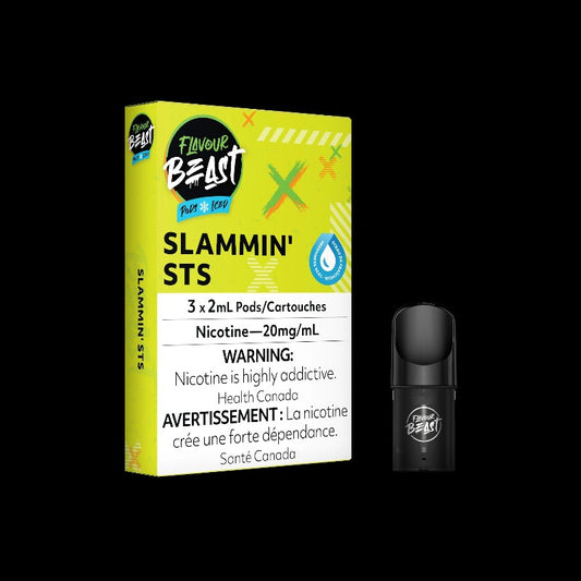 Flavour Beast Pods Slammin' STS, bold and smooth STLTH-compatible pod with 20mg salt nicotine, perfect for Ontario and Quebec vapers.