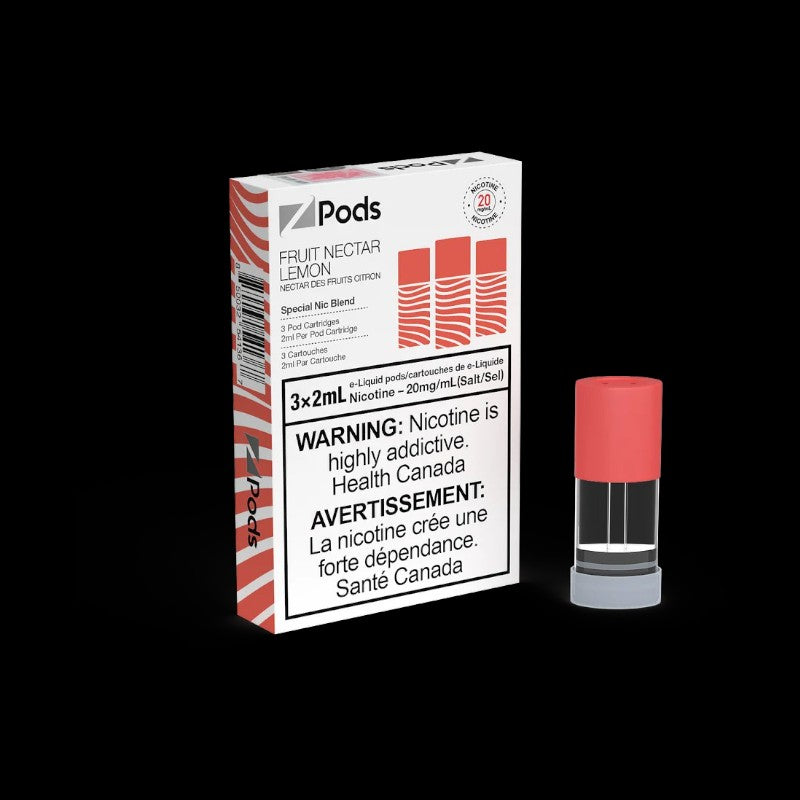 Z Pods Peach Ice flavour, smooth blend of salt nic and freebase, 20mg nicotine strength, satisfying vaping experience, ideal for Ontario and Quebec vapers.