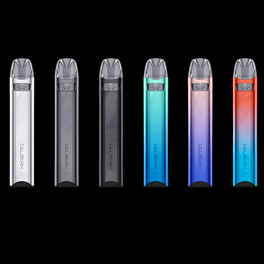UWELL Caliburn A3S Pod Kit, Space Gray color, 520mAh battery, Pro-FOCS flavor tech, fast Type-C charging, designed for Ontario and Quebec vapers.