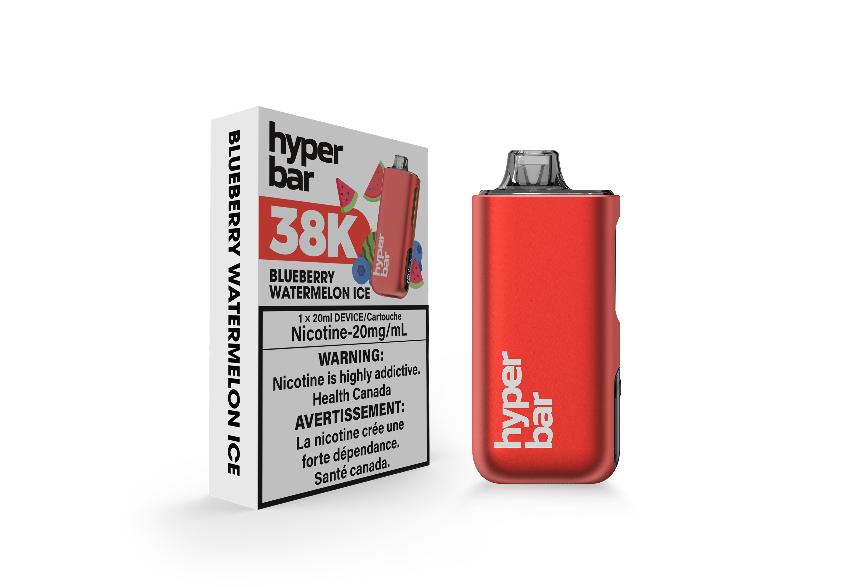 Hyperbar BE38000, Pineapple Coconut flavour, 38,000 puffs, USB-C rechargeable battery with adjustable power modes, designed for Ontario and Quebec vapers.