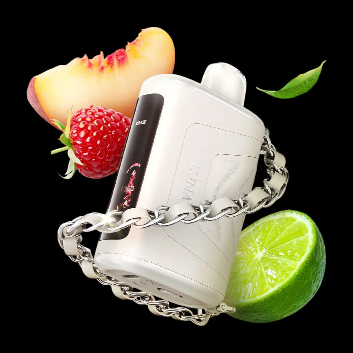 White Peach Razz Lime KRAZE Luna disposable vape – zesty lime with raspberry and white peach, a bold flavour hit in Ontario, Ottawa, and Hawkesbury.