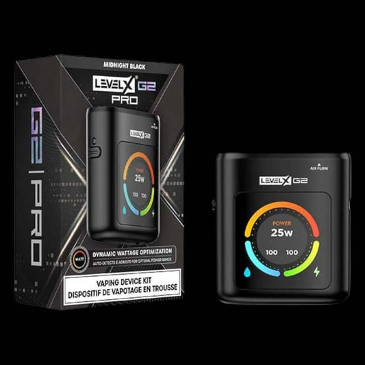 Level X Boost G2 PRO 1000 Device Kit, Midnight Black, adjustable power with smart features for a personalized vaping experience in Ontario and Quebec.
